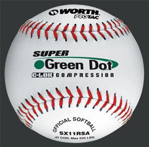 Palline Da Softball Worth 11” USSSA Super Green Dot – Composito, Dozzina (UC11SY)