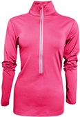 Baw Ladies Comfort Weight 1/2 Zip Fleece Jacket NEON PINK Primary