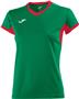 Joma Womens Champion IV V-Neck T-Shirt GREEN MEDIUM/RED Primary