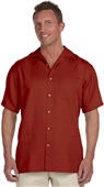 Harriton Mens Bahama Cord Camp Shirt TILE RED Primary