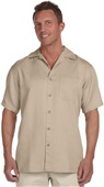 Harriton Mens Bahama Cord Camp Shirt SAND Primary