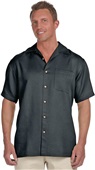 Harriton Mens Bahama Cord Camp Shirt BLACK Primary