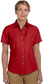 Harriton Ladies Barbados Textured Camp Shirt PARROT RED Primary