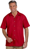 Harriton Mens Barbados Textured Camp Shirt PARROT RED Primary