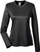 UltraClub Ladies Cool & Dry Performance LS TShirt BLACK Primary