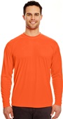 UltraClub Mens Cool & Dry LS Interlock T-Shirt BRIGHT ORANGE Primary