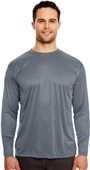 UltraClub Mens Cool & Dry LS Interlock T-Shirt CHARCOAL Primary