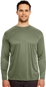 UltraClub Mens Cool & Dry LS Interlock T-Shirt MILITARY GREEN Primary