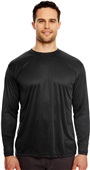 UltraClub Mens Cool & Dry LS Interlock T-Shirt BLACK Primary