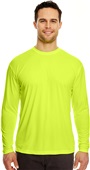 UltraClub Mens Cool & Dry LS Interlock T-Shirt BRIGHT YELLOW Primary