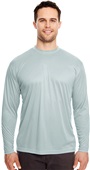UltraClub Mens Cool & Dry LS Interlock T-Shirt GREY Primary