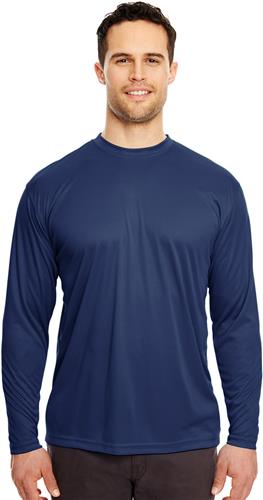 UltraClub Cool & Dry Sport Long-Sleeve Tee – Moisture-Wicking 100% Micro-Polyester, UPF 30+, Anti-Bacterial, Athletic Fit (Grey, Size L) - View #4