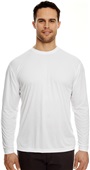 UltraClub Mens Cool & Dry LS Interlock T-Shirt WHITE Primary