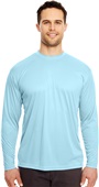 UltraClub Mens Cool & Dry LS Interlock T-Shirt ICE BLUE Primary