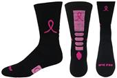 Crew Breast Cancer Black Pink Ribbon Hero Socks PAIR