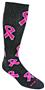 Over-The-Calf Breast Cancer Awareness Black/ Fluorescent Pink Ribbon Knee High Socks PAIR