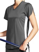 Women Girls 2-Color, V-Neck Lacrosse Jersey GUNMETAL/WHITE Primary