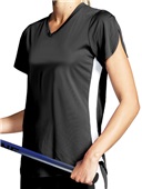 Women Girls 2-Color, V-Neck Lacrosse Jersey BLACK/WHITE Primary