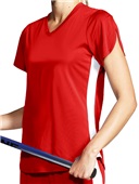 Women Girls 2-Color, V-Neck Lacrosse Jersey SCARLET/WHITE Primary