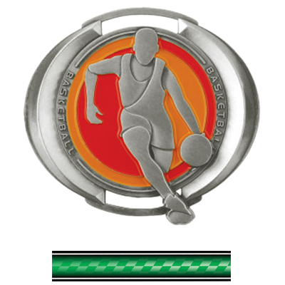 SILVER MEDAL/VICTORY GREEN NECK RIBBON