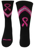 Crew Breast Cancer Black Pink Ribbon VBack Socks PAIR