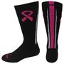 Breast Cancer Black Ribbon Stripe Back Crew Socks