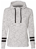 J America Ladies Melange Fleece Scuba Hoodie WHITE/BLACK Primary