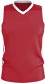 Alleson Adult/Youth Single Ply Basketball Jersey RED/WHITE Primary