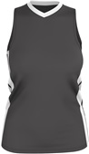 Alleson Womens Single Ply Basketball Jersey CHARCOAL SOLID/ WHITE Primary