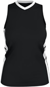 Alleson Womens Single Ply Basketball Jersey BLACK/WHITE Primary