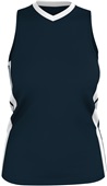 Alleson Womens Single Ply Basketball Jersey NAVY/WHITE Primary