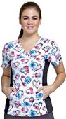 Cherokee Flexibles Womens V-Neck Knit Panel Top Cherokee Flexibles Womens V-Neck Knit Panel Top