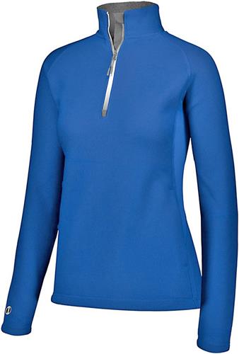 Womens Pocketed 1/2 Zip Microfleece Pullover (Black,Carbon,Navy,Royal,Red). Decorated in seven days or less.