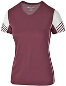 Womens 2-Color Short Sleeve Shirt MAROON/WHITE Primary