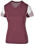 Womens 2-Color Short Sleeve Shirt MAROON/WHITE Primary