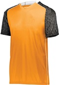 High Five Adult Youth Hawthorn Soccer Jersey POWER ORANGE/BLACK PRINT/WHITE Primary