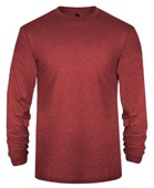 Badger Adult Youth Tri-Blend Long Sleeve Tee RED HEATHER Primary
