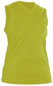 Womens (WM - White) 100% Cotton Sleeveless V-Neck Shirt TECHNO GREEN Primary
