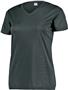 Womensn Set-In Sleeve Polyester Wicking V-Neck T Shirt BLACK Primary