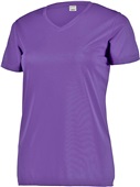 Womensn Set-In Sleeve Polyester Wicking V-Neck T Shirt PURPLE Primary