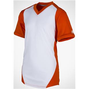 Retro V-Neck Baseball Jersey - Orange/White