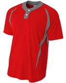 A4 Adult/Youth 2-Button Color Block Baseball Henley