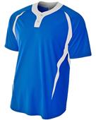 A4 Adult/Youth 2-Button Color Block Baseball Henley
