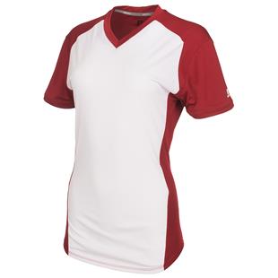 CHAMPRO LADIES V-NECK SHORT SLEEVE COLOR BLOCK SOFTBALL UNIFORM -AUO