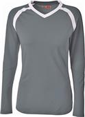 A4 Women/Girls Ace LS Volleyball Jersey GRAPHITE/WHITE Primary