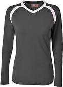 A4 Women/Girls Ace LS Volleyball Jersey BLACK/WHITE Primary