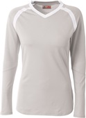 A4 Women/Girls Ace LS Volleyball Jersey SILVER/WHITE Primary
