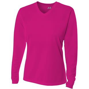 A4 Womens Birds Eye Mesh Long Sleeve Tee