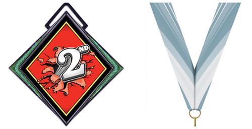 Excel 3" Green Medal Bust Out 2nd Place Mylar. Personalization is available on this item.