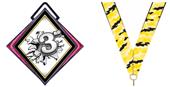 Hasty Excel 3" Pink Medal Bust Out 3rd Place Mylar Hasty Excel 3" Pink Medal Bust Out 3rd Place Mylar